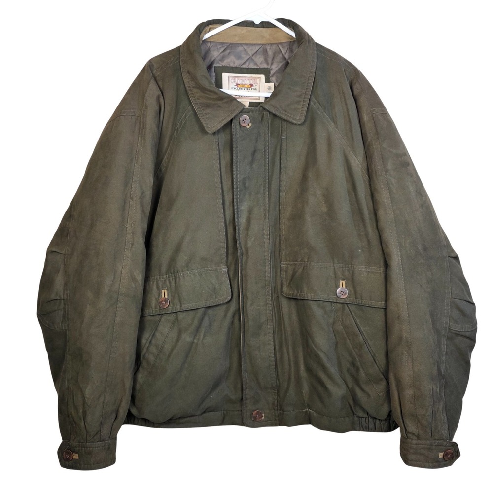 Cabelas OUTFITTERS SERIES Mens XXL Bomber Jacket Green Quilted Outdoor‎ Hunting
